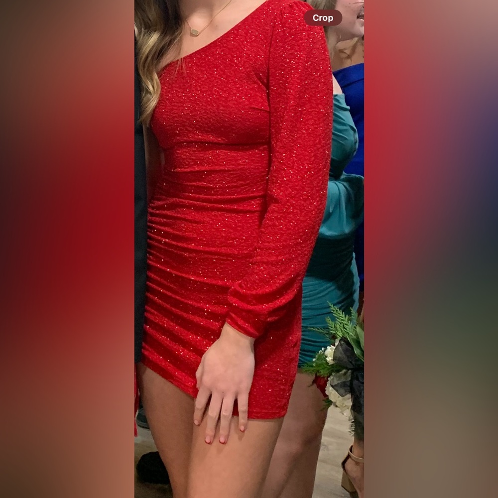 Dress Cocktail Red Off the Shoulder Like New (worn once)